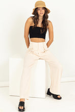 Load image into Gallery viewer, Ivanka Ivory High Rise Lace-Up Detail Wide Leg Pants