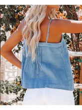 Load image into Gallery viewer, Clarise Denim Pleating Buttoned Tank