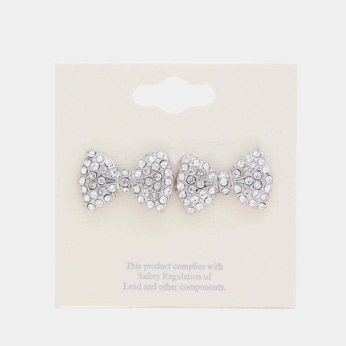 Silver Bow Post Back Earrings