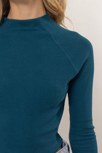 Hailey Mock Neck Ribbed Long Sleeve Top