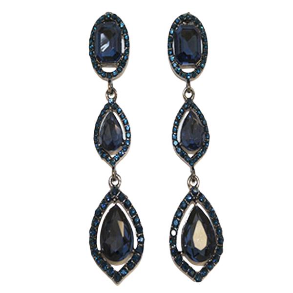 Navy/Pewter Post-Back Dangle Earrings