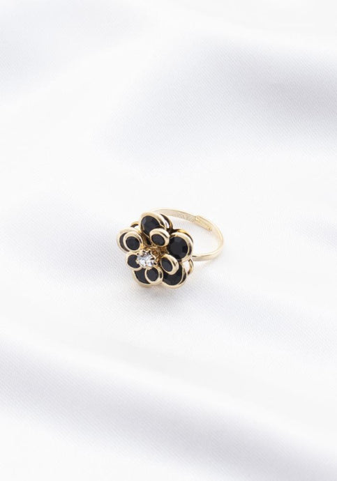 Gold and Black Flower Ring