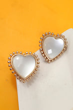 Load image into Gallery viewer, Catherine Cat Eye Post Back Stud Heart Earrings