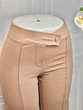 Load image into Gallery viewer, Yeri Beige Front Button Wide Leg Trousers