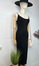 Load image into Gallery viewer, Tamara Black Spaghetti Strap Fitted Midi Dress