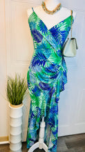Load image into Gallery viewer, Mariah Blue/Green Hi Low Spaghetti Strap Midi Dress