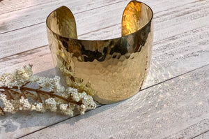 Bold Basic Gold Hammered Cuff Bracelet