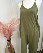 Load image into Gallery viewer, Angelique Oatmeal or Green Cotton Relaxed Cami Jumpsuit