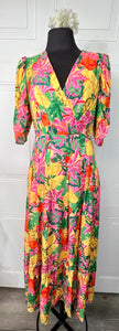 Paulina Multicolor Floral V-Neck Short Sleeve Maxi Dress