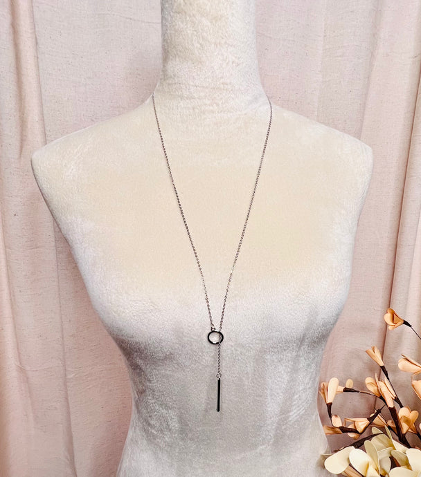 Silver Circle Lariat Necklace