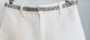 Eva White Rhinestone Detail Shorts