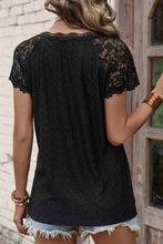 Load image into Gallery viewer, Lina Black V-neck Short Sleeve Laced Top