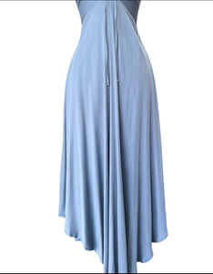 Zendaya Slate Blue Spaghetti Strap V Neck Midi Dress