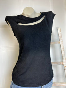 Karla Black Open Cut Round Neck Sleeveless T shirts