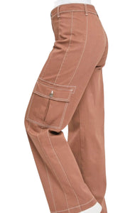 Maddy Brownie Wide Leg Raw Stitching Cargo Pants