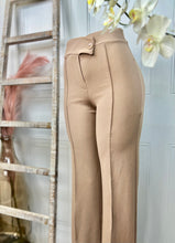 Load image into Gallery viewer, Yeri Beige Front Button Wide Leg Trousers