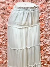 Load image into Gallery viewer, Katelyn White Stretchy Front Tie Tiered Flowy Skirt