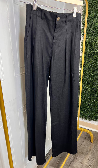 Beverly Black Linen Blend Pants