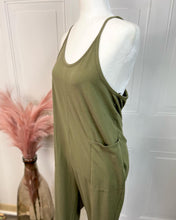 Load image into Gallery viewer, Angelique Oatmeal or Green Cotton Relaxed Cami Jumpsuit