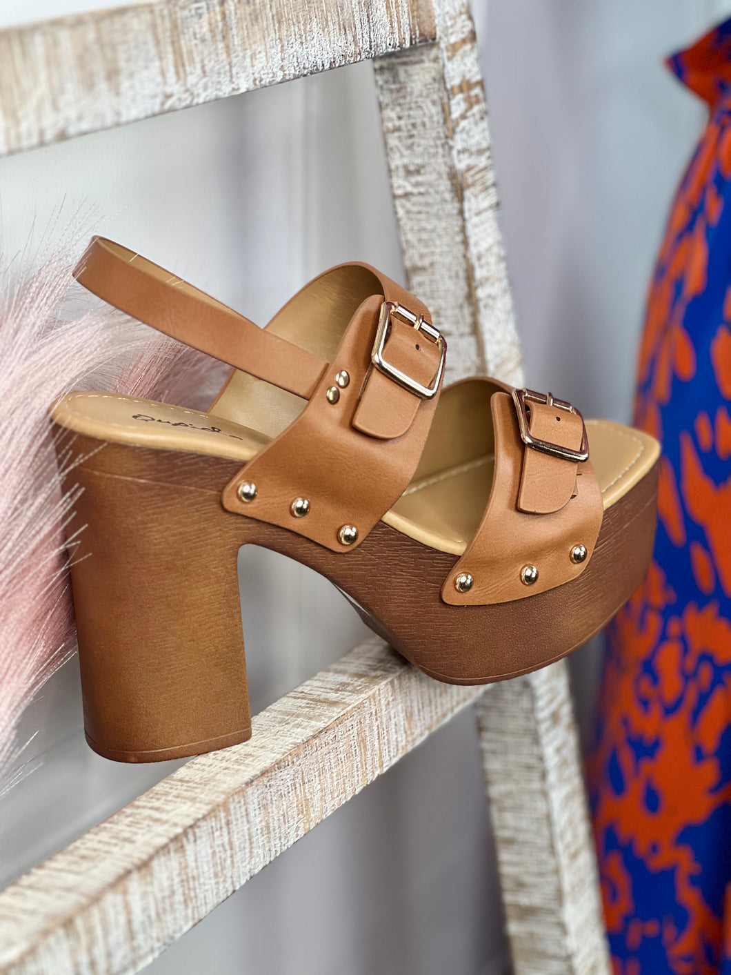 Addison Camel Buckle Strappy Chunky Platform