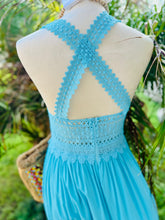 Load image into Gallery viewer, Sabrina Teal Mandle  Crotchet Front Detail V-Neck Maxi Dress