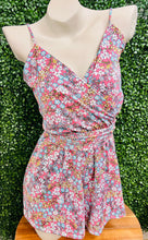 Load image into Gallery viewer, Clearance*Rose/Blue Floral Spaghetti Strap Romper