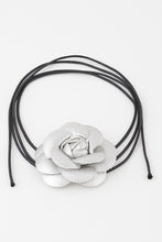 Load image into Gallery viewer, Penelope Pink or Silver Leather Rose Flower Wrap Choker Necklace