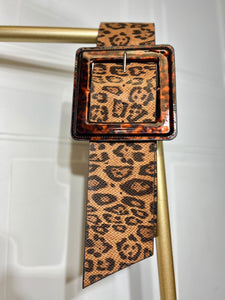 Lidia Big Buckle Belt Animal Print