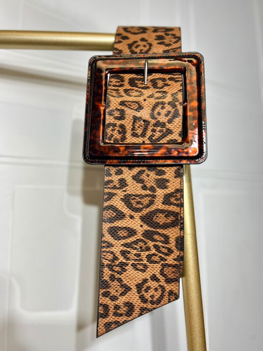 Lidia Big Buckle Belt Animal Print