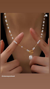 Nicole 18K Gold Plated Non-Tarnish Stainless Steel Necklace with Pearls