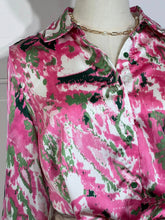 Load image into Gallery viewer, Angela Pink and Green Long Sleeve Silky Top