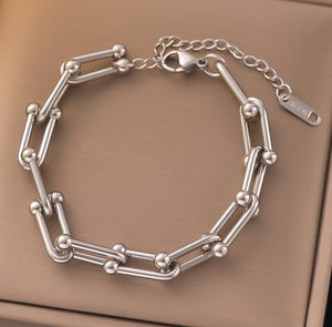 Leisha Silver Non-Tarnish Stainless Steel Bracelet