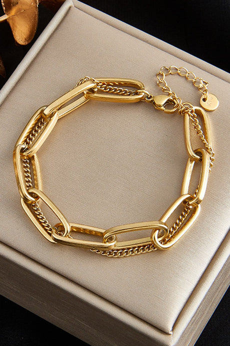 Dazzle Me Double Link 18k Gold Plated Bracelet