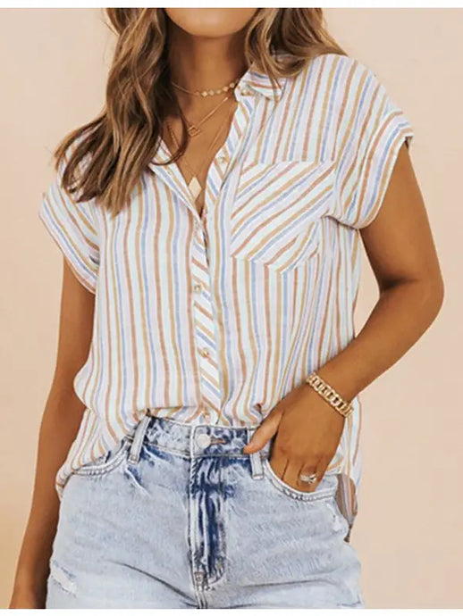 Kimberly Multicolor Stripe Button-Up Top