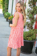 Load image into Gallery viewer, *CLEARANCE* Melody Coral Ditzy Floral Tie Knot Shoulder Tiered Dress