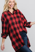 Load image into Gallery viewer, Nia Black/White Or Black/Red Plaid Flannel Shirt