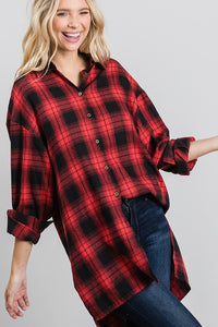 Nia Black/White Or Black/Red Plaid Flannel Shirt