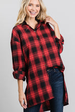 Load image into Gallery viewer, Nia Black/White Or Black/Red Plaid Flannel Shirt