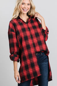 Nia Black/White Or Black/Red Plaid Flannel Shirt