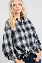 Load image into Gallery viewer, Nia Black/White Or Black/Red Plaid Flannel Shirt