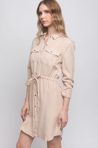 Lexy Button Down Tencel Denim Midi Shirt Dress