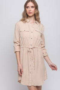 Lexy Button Down Tencel Denim Midi Shirt Dress