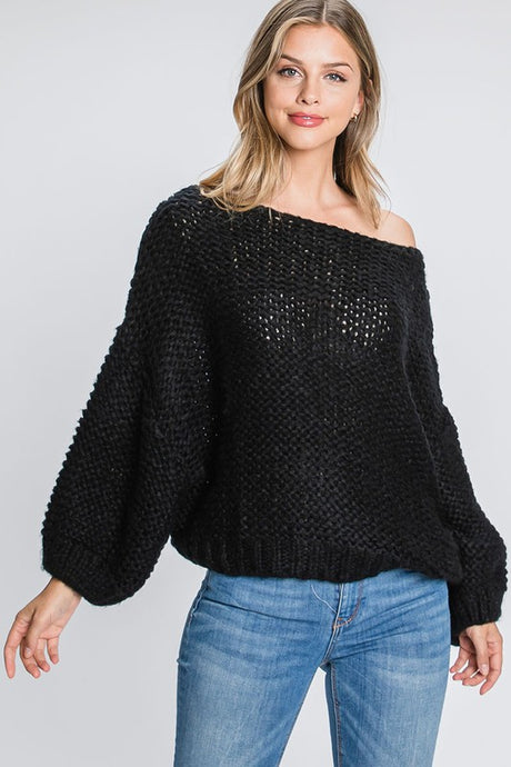 Tara Black Soft Yarn Pullover Sweater