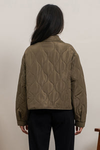 Kenna Olive Button Up Quilted Jacket