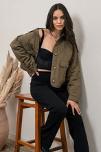 Load image into Gallery viewer, Kenna Olive Button Up Quilted Jacket