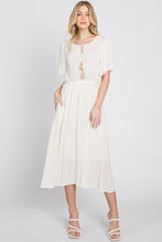 Load image into Gallery viewer, Cleo Cream Polka Dot Frill Dress with Tassel Detail Tie