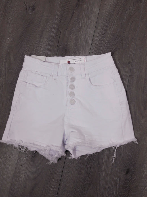 Jasmine White Denim Distressed Slim Fit Shorts