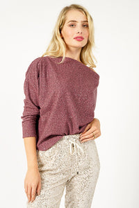 Karise Light Plum Foiled Fabric Off the Shoulder Top