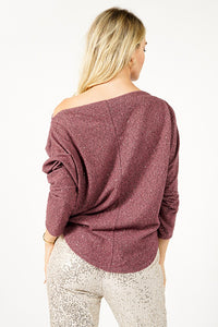 Karise Light Plum Foiled Fabric Off the Shoulder Top