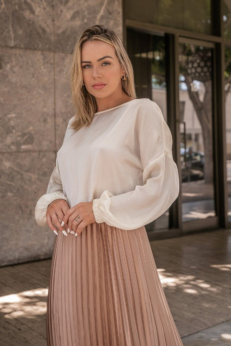 Jessica Ivory solid satin top